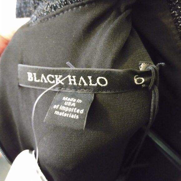 Black Halo Coralia Tie Neck Sparkle Minidress Size 6 - Picture 6 of 7